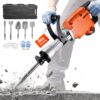 VEVOR Hochleistungs-Betonbrecher Abbruchhammer 2200 W, Elektroabbruchhammer, Bohrhammer Betonhammer Stemmhammer 1400 BPM, inkl. 6 Meißel Spitzmeißel, Flachmeißel, Schabemeißel für Schiefer, Beton usw.