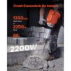 VEVOR Abrisswagenheberhammer, 2200 W, Elektrischer Jackhammer, Strapazierfähig, 1400 BPM Betonbrecher 4 Stück Meißel Bit, Handschuhe – Bild 2