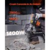 VEVOR Hochleistungs-Betonbrecher Abbruchhammer 1400 W, 19 J Schlagkraft Elektroabbruchhammer, Bohrhammer Betonhammer Stemmhammer 2900 BPM, inkl. Spitzmeißel, Flachmeißel, für Schiefer, Beton usw. – Bild 2