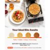 VEVOR Rundes Waffeleisen Waffel 1300 W, Kontaktgrill Belgische Waffeleisen 4 Stk. Edelstahl Waffeln Automat inkl. Lebensmittelclip & Bürsten & Verbrühungssicherer Griff, für Cafés, Restaurant usw. – Bild 4 VEVOR Rundes Waffeleisen Waffel 1300 W, Kontaktgrill Belgische Waffeleisen 4 Stk. Edelstahl Waffeln Automat inkl. Lebensmittelclip & Bürsten & Verbrühungssicherer Griff, für Cafés, Restaurant usw. – Bild 4