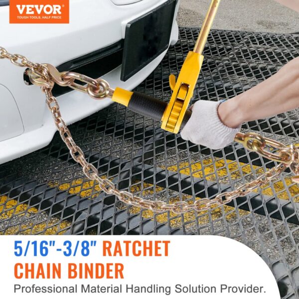 VEVOR Ratschen-Kettenbinder, 7,9375-9,525 mm Schwerlast-Lastbinder, mit G80-Ketten,3220kg, sichere Belastungsgrenze, arbeitssparender Anti-Rutsch-Griff, für Tieflader-LKW-Anhänger, 4 Stück – Bild 2