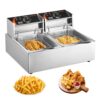 VEVOR Kommerzielle elektrische Fritteuse, 12 L große elektrische Fritteuse für die Arbeitsplatte mit herausnehmbarem Doppelkorb, 5000 W Doppelfritteuse aus Edelstahl für Küche, Restaurant