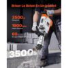 VEVOR Hochleistungs-Betonbrecher Abbruchhammer 3500 W, 60 J Schlagkraft Elektroabbruchhammer, Bohrhammer Betonhammer Stemmhammer 1900 BPM, inkl. Spitzmeißel, Flachmeißel, für Schiefer, Beton usw. – Bild 2