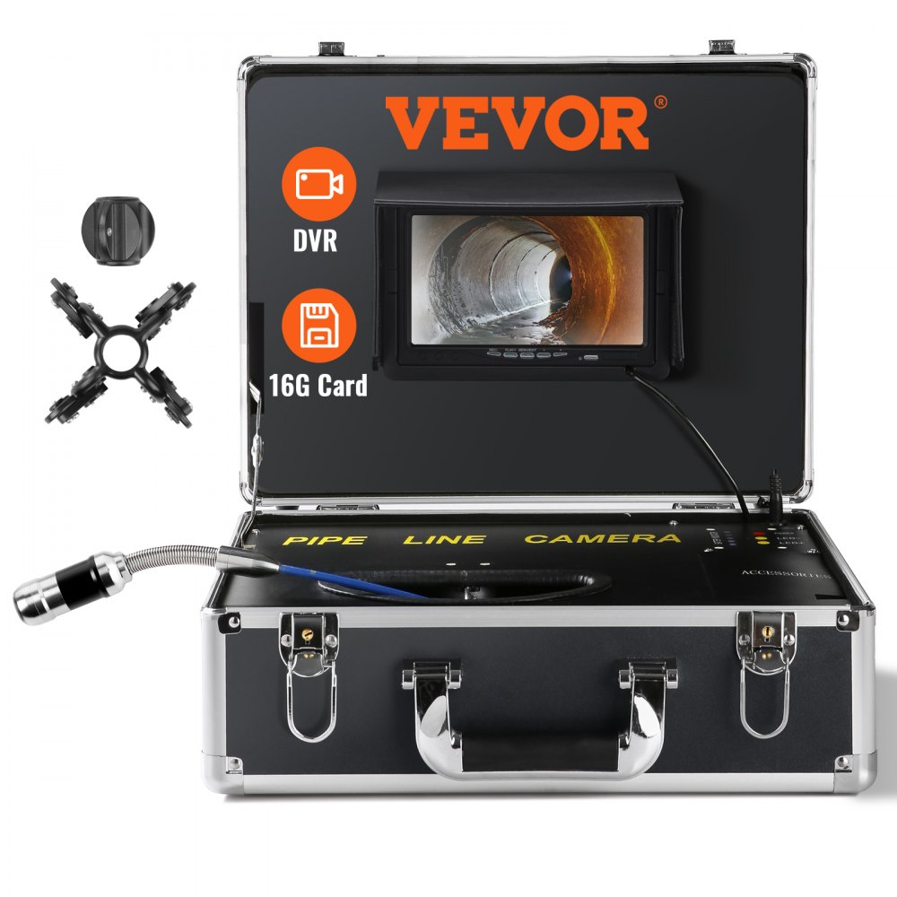 VEVOR Profi 7" 480p-Rohrkamera 30m Kanalkamera Endoskop 1000TVL Inspektionskamera 130° Betrachtungswinkel 25mm Kameradurchmesser 4500 mAh-Akku für 6 Stunden Endoskopkamera Rohr DVR-&Fotoaufnahme