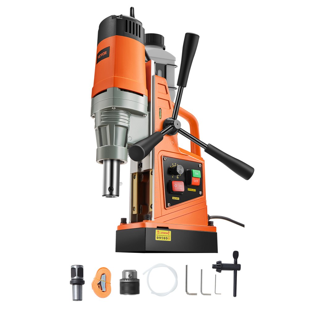 VEVOR Bohrmaschine, 1550 W 50 mm Bohrdurchmesser, 2922 lbf Power Magnetbohrer, 500 PRM, 10-Gang, Elektrische Bohrmaschine für Metalloberflächen, Industrie und Heimwerker