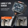 VEVOR Endoskopkamera Dreifachlinse 5" IPS-Bildschirm 854x480 Inspektionskamera 5m Kabel Rohrkamera 5000mAh Akku für 5-6Std. Kanalkamera IP67 Endoskop 180°Drehbar Automotoren Abwasserkanäle HVAC-Kanäle – Bild 5