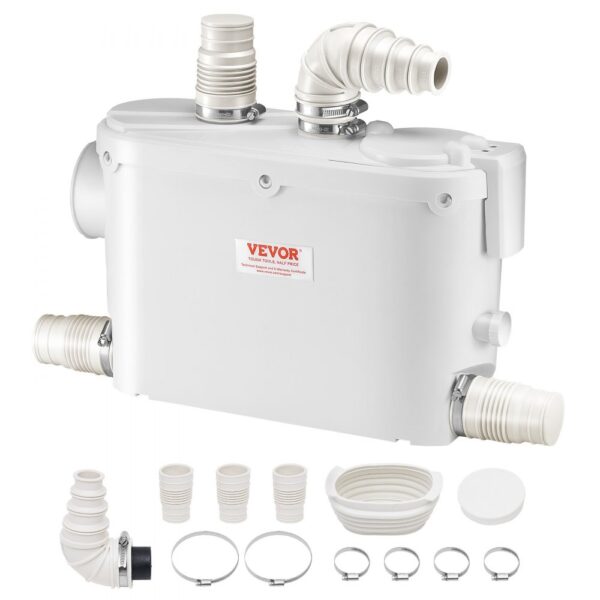 VEVOR Abwasser Hebeanlage 500W, 6600 L/H Durchfluss, 8 m Förderhöhe, Abwasserpumpe 2900U/min mit 3 Wassereinlässen für Keller Küche Spüle Dusche Badewanne, Wäscheabwasserentsorgung Aufspülmaschine VEVOR Abwasser Hebeanlage 500W, 6600 L/H Durchfluss, 8 m Förderhöhe, Abwasserpumpe 2900U/min mit 3 Wassereinlässen für Keller Küche Spüle Dusche Badewanne, Wäscheabwasserentsorgung Aufspülmaschine