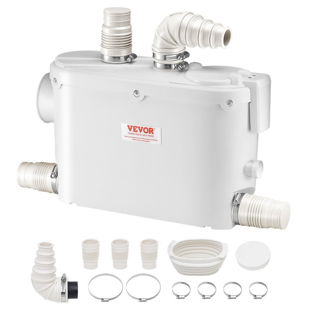 VEVOR Abwasser Hebeanlage 500W, 6600 L/H Durchfluss, 8 m Förderhöhe, Abwasserpumpe 2900U/min mit 3 Wassereinlässen für Keller Küche Spüle Dusche Badewanne, Wäscheabwasserentsorgung Aufspülmaschine