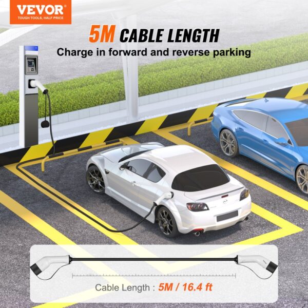 VEVOR Typ2 Ladekabel für Elektroauto/Hybrid EV Ladekabel E-Autoladekabel Wallbox 11kw TPU-Ladekabel 5m Kabellänge 3-Phase AC 380V Typ2 auf Typ2 Wasser-/Staubdicht Mit allen Typ-2-Modellen Kompatibel – Bild 2
