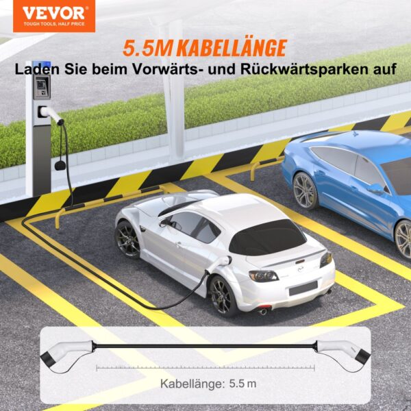 VEVOR Typ2 Ladekabel für Elektroauto/Hybrid EV Ladekabel E-Autoladekabel Wallbox 22kw TPU-Ladekabel 5,5m Kabellänge 3-Phase AC 380V Typ2 auf Typ2 Wasser-/Staubdicht Mit allen Typ-2-Modellen Kompatibel – Bild 2 VEVOR Typ2 Ladekabel für Elektroauto/Hybrid EV Ladekabel E-Autoladekabel Wallbox 22kw TPU-Ladekabel 5,5m Kabellänge 3-Phase AC 380V Typ2 auf Typ2 Wasser-/Staubdicht Mit allen Typ-2-Modellen Kompatibel – Bild 2