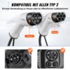 VEVOR Typ2 Ladekabel für Elektroauto/Hybrid EV Ladekabel E-Autoladekabel Wallbox 22kw TPU-Ladekabel 5,5m Kabellänge 3-Phase AC 380V Typ2 auf Typ2 Wasser-/Staubdicht Mit allen Typ-2-Modellen Kompatibel – Bild 3 VEVOR Typ2 Ladekabel für Elektroauto/Hybrid EV Ladekabel E-Autoladekabel Wallbox 22kw TPU-Ladekabel 5,5m Kabellänge 3-Phase AC 380V Typ2 auf Typ2 Wasser-/Staubdicht Mit allen Typ-2-Modellen Kompatibel – Bild 3