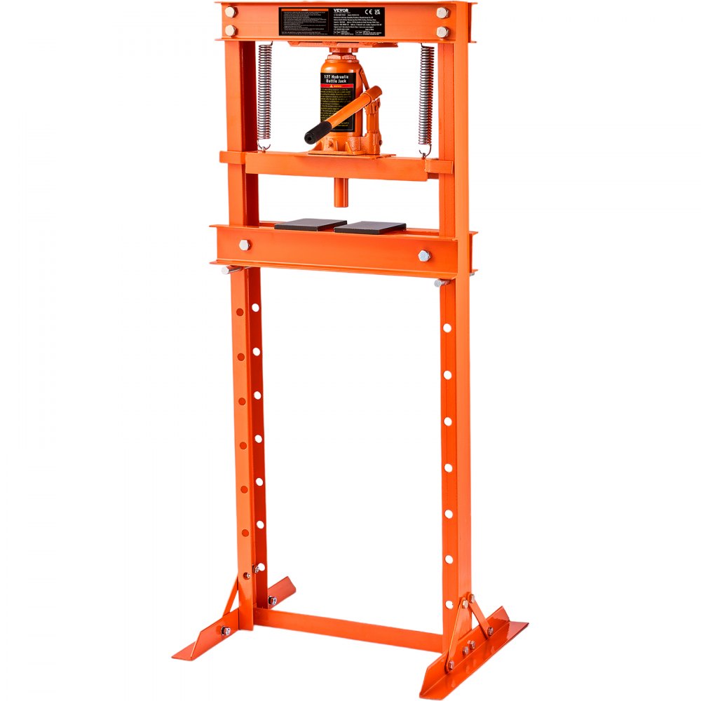 VEVOR Werkstattpresse Hydraulikpresse 12 t, Auto Kfz Rahmenpresse Presse Orange 40-705 mm, Manuelle Lagerpresse Kohlenstoffstahl Werkstattpresse für die Autobuchsen, Kugelgelenke, U-Gelenke usw.