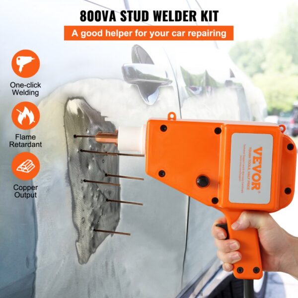 VEVOR Ausbeulspotter 800 VA 220 V 1600 A Ausbeul-Set Dellenlifter Punktschweißgerät inkl. verschiedener Elektroden Ausbeulwerkzeug zur professionellen Reparatur von Kfz Karosserien – Bild 2