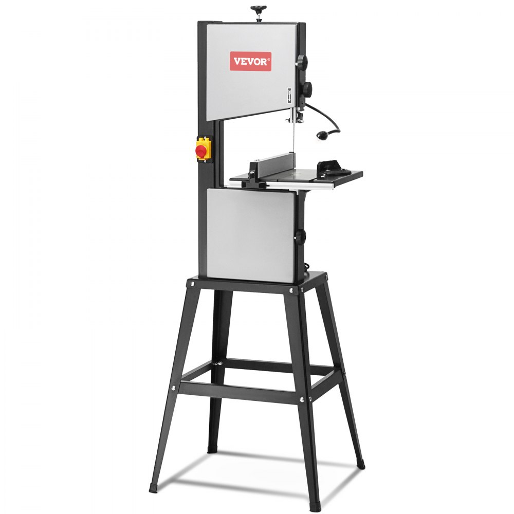 VEVOR Bandsäge mit Ständer, 9,65 Zoll, 506 U/min / 920 U/min, Tischbandsäge mit zwei Geschwindigkeiten, 370 W, 1/2 PS-Motor, 6 Zoll Schnitthöhe, 72,13 Zoll Sägeblattlänge, mit Anschlag und Gehrungsanschlag, für die Holzbearbeitung von Aluminium und Kunststoff