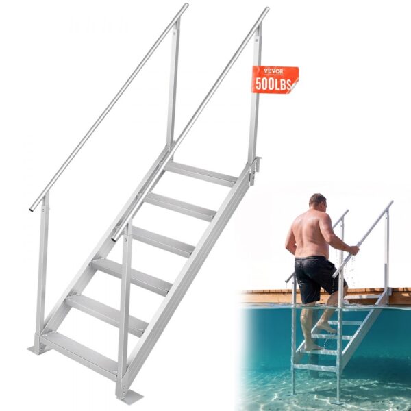 VEVOR 6-stufige Badeleiter mit zwei Handläufen Bootsleiter 800x1850x2092mm Poolleiter aus Aluminiumlegierung Treppenleiter 250kg Tragfähigkeit 10cm Pedale Ideal für Häfen Boot Schwimmbäder VEVOR 6-stufige Badeleiter mit zwei Handläufen Bootsleiter 800x1850x2092mm Poolleiter aus Aluminiumlegierung Treppenleiter 250kg Tragfähigkeit 10cm Pedale Ideal für Häfen Boot Schwimmbäder