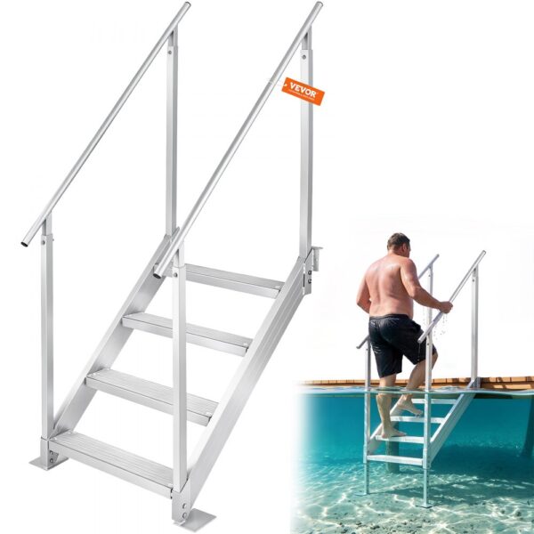 VEVOR 4-stufige Badeleiter mit zwei Handläufen Bootsleiter 800x1850x1750mm Poolleiter aus Aluminiumlegierung Treppenleiter 250kg Tragfähigkeit 55x10cm Pedale Ideal für Häfen Boot Schwimmbäder VEVOR 4-stufige Badeleiter mit zwei Handläufen Bootsleiter 800x1850x1750mm Poolleiter aus Aluminiumlegierung Treppenleiter 250kg Tragfähigkeit 55x10cm Pedale Ideal für Häfen Boot Schwimmbäder
