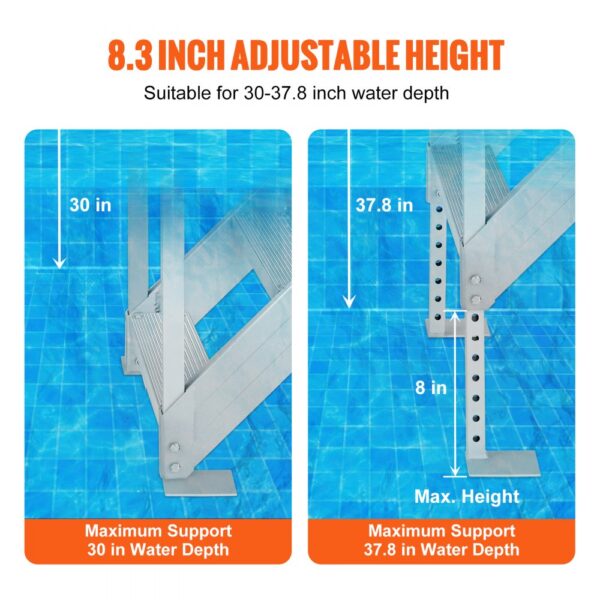 VEVOR 4-stufige Badeleiter mit zwei Handläufen Bootsleiter 800x1850x1750mm Poolleiter aus Aluminiumlegierung Treppenleiter 250kg Tragfähigkeit 55x10cm Pedale Ideal für Häfen Boot Schwimmbäder – Bild 3 VEVOR 4-stufige Badeleiter mit zwei Handläufen Bootsleiter 800x1850x1750mm Poolleiter aus Aluminiumlegierung Treppenleiter 250kg Tragfähigkeit 55x10cm Pedale Ideal für Häfen Boot Schwimmbäder – Bild 3