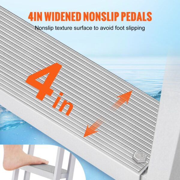 VEVOR Dockleiter, 4 abnehmbare Stufen, Pontonleiter aus Aluminiumlegierung, rutschfestes Stufendesign, einfach zu installieren, geeignet für Boot-/See-/Pool-/Meeres-Boarding – Bild 4