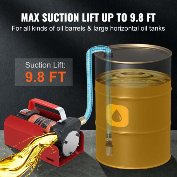 VEVOR Dieselpumpe, 155 W Kraftstoffpumpe Absaugpumpe, 1/4 PS Heizölpumpe 12 V 8 m Förderhöhe 3 m Saughöhe Selbstansaugend Automatik-Zapfpistole 4 m Auslassschlauch für Diesel Kerosin Transformatoröl – Bild 3 VEVOR Dieselpumpe, 155 W Kraftstoffpumpe Absaugpumpe, 1/4 PS Heizölpumpe 12 V 8 m Förderhöhe 3 m Saughöhe Selbstansaugend Automatik-Zapfpistole 4 m Auslassschlauch für Diesel Kerosin Transformatoröl – Bild 3