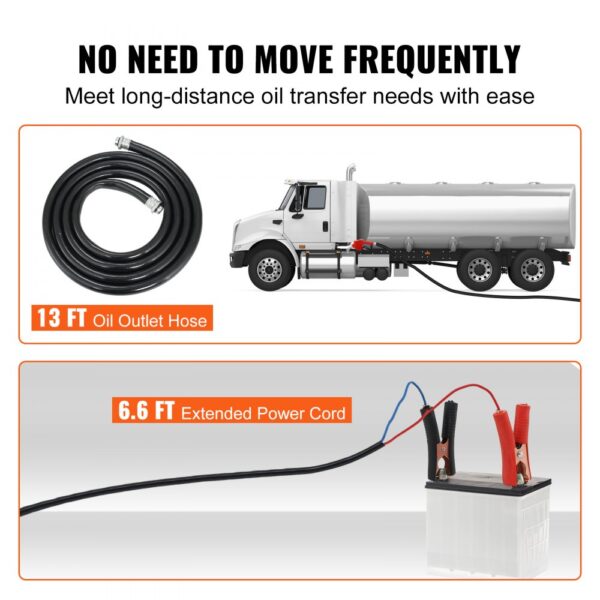 VEVOR Dieselpumpe, 155 W Kraftstoffpumpe Absaugpumpe, 1/4 PS Heizölpumpe 12 V 8 m Förderhöhe 3 m Saughöhe Selbstansaugend Automatik-Zapfpistole 4 m Auslassschlauch für Diesel Kerosin Transformatoröl – Bild 5 VEVOR Dieselpumpe, 155 W Kraftstoffpumpe Absaugpumpe, 1/4 PS Heizölpumpe 12 V 8 m Förderhöhe 3 m Saughöhe Selbstansaugend Automatik-Zapfpistole 4 m Auslassschlauch für Diesel Kerosin Transformatoröl – Bild 5