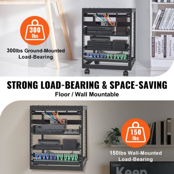 VEVOR 12U-Server-Rack mit offenem Rahmen 58.5-101.6cm verstellbare Tiefe freistehender/wandmontierter Netzwerk-Server-Rack 4-Pfosten-AV-Rack mit Rollen für Ihre gesamte Netzwerk-IT-Ausrüstung AV-Ausrüstung – Bild 3 VEVOR 12U-Server-Rack mit offenem Rahmen 58.5-101.6cm verstellbare Tiefe freistehender/wandmontierter Netzwerk-Server-Rack 4-Pfosten-AV-Rack mit Rollen für Ihre gesamte Netzwerk-IT-Ausrüstung AV-Ausrüstung – Bild 3