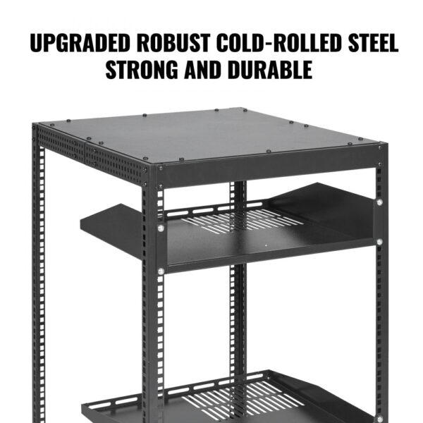 VEVOR 20U Server-Rack mit offenem Rahmen, freistehender oder wandmontierter Netzwerk-Server-Rack, 4-Pfosten-AV-Rack mit Rollen, bietet Platz für Ihre gesamte Netzwerk-IT-Ausrüstung, AV-Ausrüstung – Bild 4