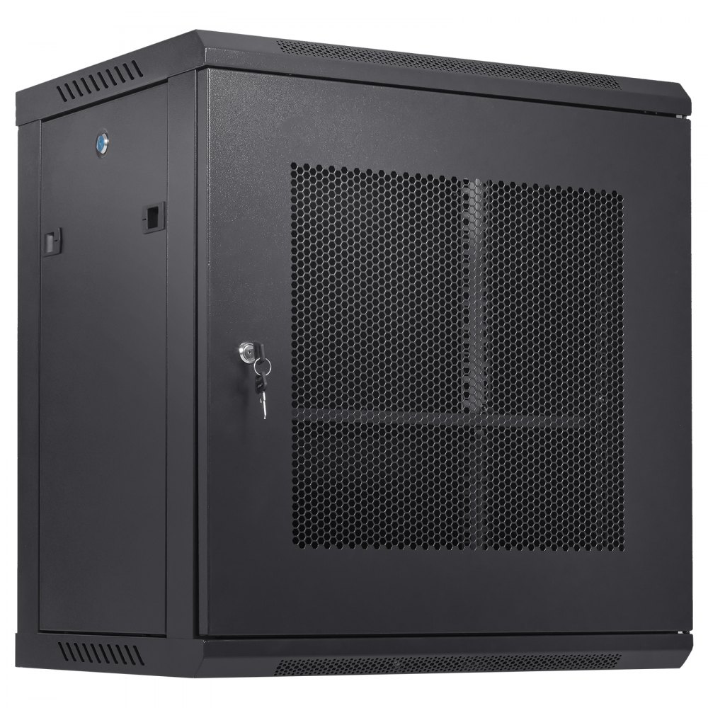 VEVOR 12U Netzwerk-Serverschrank zur Wandmontage, 14,8" tief, Server-Rack-Schrankgehäuse, max. 90kg/200 lbs. Bodenmontierte Ladekapazität, mit abschließbaren Türseitenwänden, für IT-Geräte, A/V-Geräte