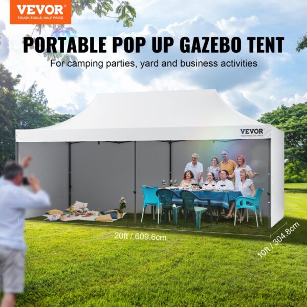 VEVOR Pavillon 304,8x609,6x320cm Gartenzelt 500D PU-Silber-Gewebe Faltpavillon höhenverstellbar inkl. Aufbewahrungstasche Partyzelt 12-16 Personen Pop up Zelt Gartenpavillon für Campingausflug – Bild 2