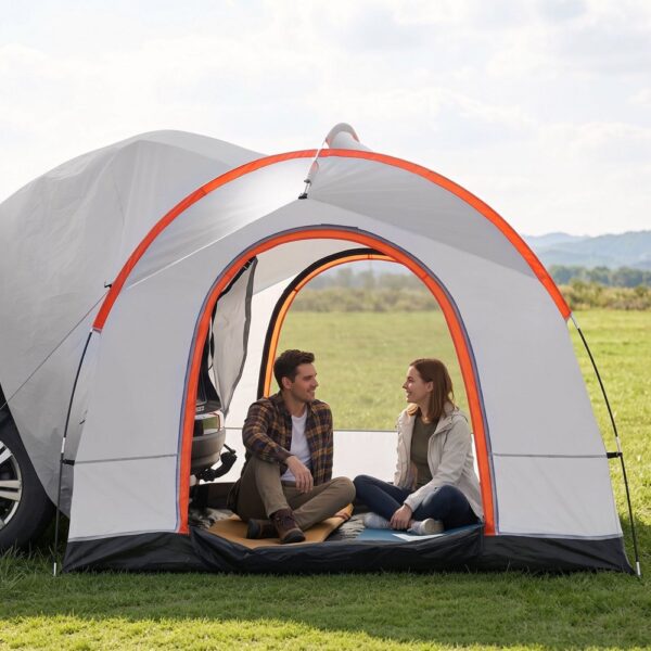 VEVOR Dachzelt Busvorzelt 240 x 240 x 230 cm, Auto Zelt Heckklappe Inkl. Doppelschichtzelt PU2000 mm Dachzelt Autodachzelt Wasserdicht, Geeignet für Camping, Adventure, Risen, Picknick usw.