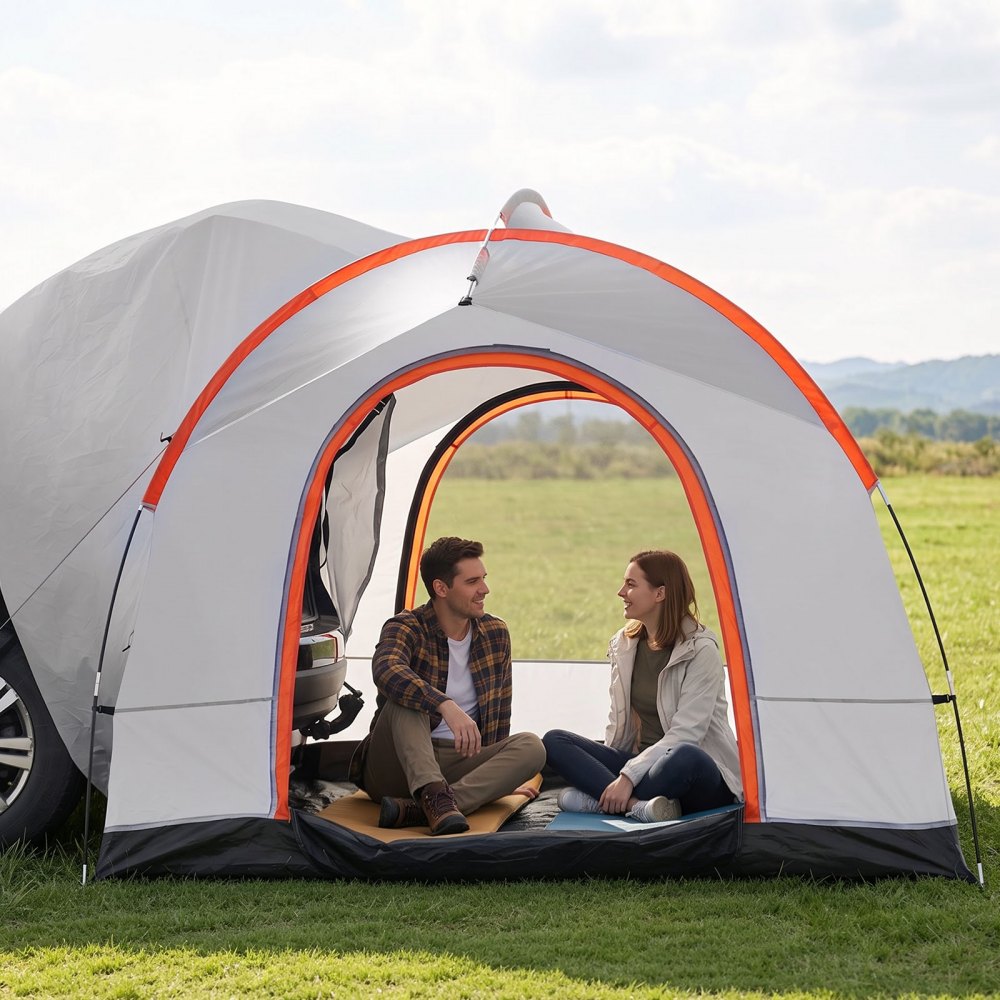 VEVOR Dachzelt Busvorzelt 240 x 240 x 230 cm, Auto Zelt Heckklappe Inkl. Doppelschichtzelt PU2000 mm Dachzelt Autodachzelt Wasserdicht, Geeignet für Camping, Adventure, Risen, Picknick usw.