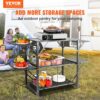 VEVOR Camping-Küchentisch, Aluminium, Faltbar, Tragbar, Outdoor-Kochstation mit 4 Eisenseiten, 2 Regalen und Tragetasche, Schnelle Installation für Picknick, Grillen, Strand, Reisen usw. – Bild 2