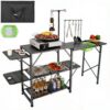 VEVOR Campingküche Outdoor Camping Küche 174 x 50 x 160 cm, Reiseküche Zeltschrank Zusammenklappbar 40 + 22 kg Klappbarer Campingtisch Küchenbox Arbeitsplatte Platz für die Spüle Tragetasche Shwarz
