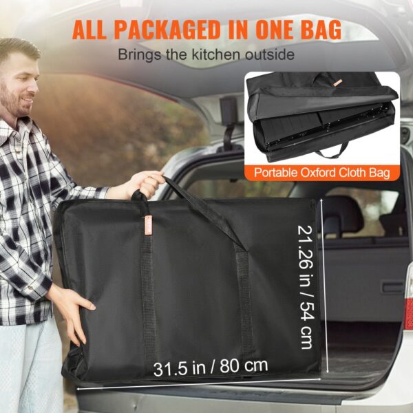 VEVOR Campingküche Outdoor Camping Küche 174 x 50 x 160 cm, Reiseküche Zeltschrank Zusammenklappbar 40 + 22 kg Klappbarer Campingtisch Küchenbox Arbeitsplatte Platz für die Spüle Tragetasche Shwarz – Bild 5
