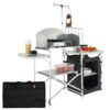 VEVOR Campingküche Outdoor Faltbar 78 x 49 x 13 cm, Alu Campingschrank, Camping Küche mit Windschutz, Campingmöbel Reiseküche inkl. Haken & Lampenmast 66-121 cm, Küchenschrank Campingtisch Reisen