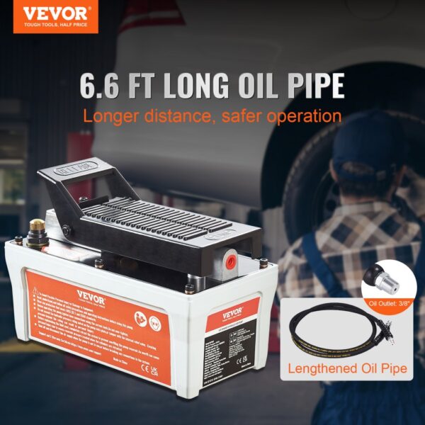 VEVOR 700 bar Lufthydraulische Pumpe 1,6L Hydraulikpumpe 0,8L/min (ohne Last) 0,16L/min (Belastung) Hydraulische Fußpumpe mit 2m Schlauch Luft Fußpumpe Autoreparatur Öltakelage Maschinenwartung – Bild 2