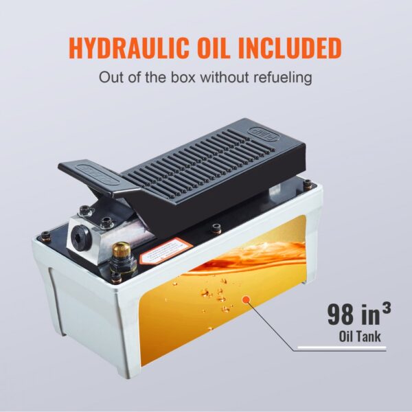 VEVOR 700 bar Lufthydraulische Pumpe 1,6L Hydraulikpumpe 0,8L/min (ohne Last) 0,16L/min (Belastung) Hydraulische Fußpumpe mit 2m Schlauch Luft Fußpumpe Autoreparatur Öltakelage Maschinenwartung – Bild 4