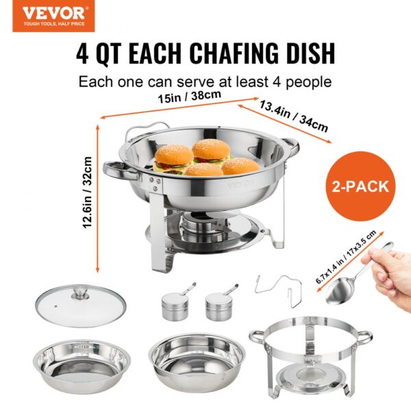 VEVOR 2 Stk. Chafing Dish Profi Set Wärmebehälter Edelstahl + Glas Buffet Set Rund 2 x 3,5 L, 33,5 x 33,5 x 7 cm Jeder Behälter, Speisewärmer für Buffets, Familienfeiern, Bankette, Hochzeiten usw. – Bild 2 VEVOR 2 Stk. Chafing Dish Profi Set Wärmebehälter Edelstahl + Glas Buffet Set Rund 2 x 3,5 L, 33,5 x 33,5 x 7 cm Jeder Behälter, Speisewärmer für Buffets, Familienfeiern, Bankette, Hochzeiten usw. – Bild 2