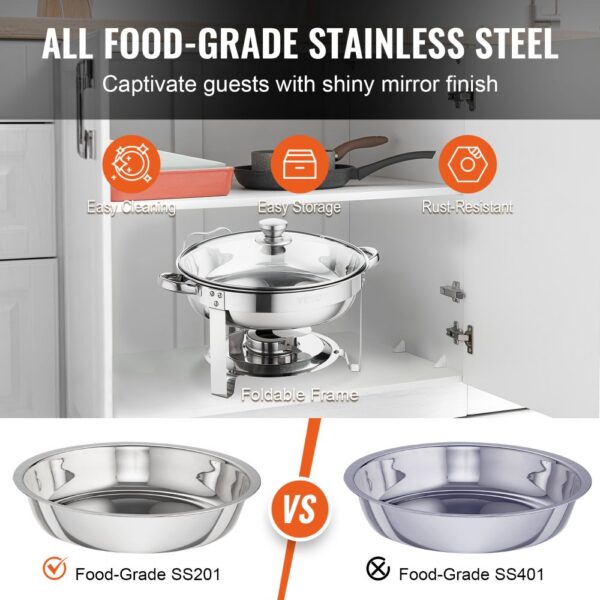 VEVOR 2 Stk. Chafing Dish Profi Set Wärmebehälter Edelstahl + Glas Buffet Set Rund 2 x 3,5 L, 33,5 x 33,5 x 7 cm Jeder Behälter, Speisewärmer für Buffets, Familienfeiern, Bankette, Hochzeiten usw. – Bild 3 VEVOR 2 Stk. Chafing Dish Profi Set Wärmebehälter Edelstahl + Glas Buffet Set Rund 2 x 3,5 L, 33,5 x 33,5 x 7 cm Jeder Behälter, Speisewärmer für Buffets, Familienfeiern, Bankette, Hochzeiten usw. – Bild 3