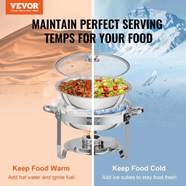 VEVOR 2 Stk. Chafing Dish Profi Set Wärmebehälter Edelstahl + Glas Buffet Set Rund 2 x 3,5 L, 33,5 x 33,5 x 7 cm Jeder Behälter, Speisewärmer für Buffets, Familienfeiern, Bankette, Hochzeiten usw. – Bild 5 VEVOR 2 Stk. Chafing Dish Profi Set Wärmebehälter Edelstahl + Glas Buffet Set Rund 2 x 3,5 L, 33,5 x 33,5 x 7 cm Jeder Behälter, Speisewärmer für Buffets, Familienfeiern, Bankette, Hochzeiten usw. – Bild 5