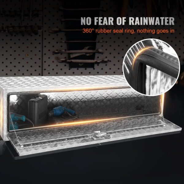 VEVOR Truckbox Werkzeugbox Anhängerbox Werkzeugkasten 1524x610x610mm Pickup-Aufbewahrungsbox, Aluminium-Diamantplatten-Werkzeugkasten mit Schloss & Schlüsseln, Wasserdichte Anhänger-Aufbewahrungsbox – Bild 5