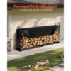 VEVOR Kaminholzregal Metall 259x36x117cm Brennholzregal Stahlrahmen Pulverbeschichtet Kaminholzunterstand 300kg mit Wasserdichter Abdeckung Stapelhilfe Holzunterstand für Veranda Garten Terrasse Hof – Bild 2