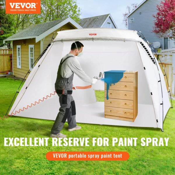 VEVOR Tragbarer Sprühschutz 305 x 213 x 183 cm mit eingebautem Boden & Einwegfolie & Belüftungsöffnung, Große Farbkabine für DIY Sprühmalerei, Hobby Farbkabine Werkzeug Malstation, Sprühlackzelt Weiß – Bild 2 VEVOR Tragbarer Sprühschutz 305 x 213 x 183 cm mit eingebautem Boden & Einwegfolie & Belüftungsöffnung, Große Farbkabine für DIY Sprühmalerei, Hobby Farbkabine Werkzeug Malstation, Sprühlackzelt Weiß – Bild 2