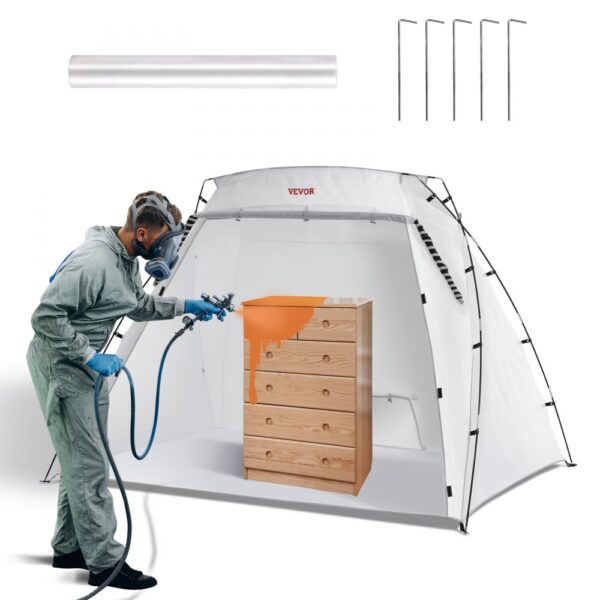 VEVOR Farbkabine DIY Sprühmalerei Sprühfarbe Schutzzelt Weiß 228 x 158 x 158 cm, 210D Oxford-Gewebe 210D Oxford-Gewebe Tragbare Sprühfarbe Farbstand DIY Hobby Malstation mit Lüftungsöffnungen