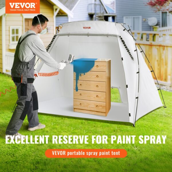 VEVOR Farbkabine DIY Sprühmalerei Sprühfarbe Schutzzelt Weiß 228 x 158 x 158 cm, 210D Oxford-Gewebe 210D Oxford-Gewebe Tragbare Sprühfarbe Farbstand DIY Hobby Malstation mit Lüftungsöffnungen – Bild 2