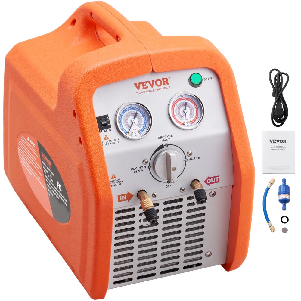 VEVOR Zwei-Zylinder Kältemittelabsauggerät Kältemittel Absaugstation 1 Ps Kältemittel Absauggerät Kältemittelrückgewinnungsmaschine 220-240 V 3,49 kg/min