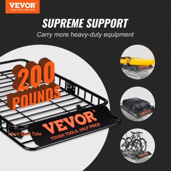 VEVOR Dachgepäckträger Korb Auto Dachkorb Universal 1630 x 990 x 152 mm, Dachgepäckträger Wanne 90 kg Tragfähigkeit Relingträger Fracht Gepäckablage Schwarz für Camping, Grillen, Autoreisen – Bild 2