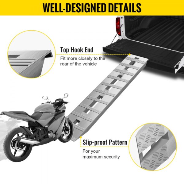 VEVOR 1520 x 305 mm Aluminiumrampen 2 Stk. ATV-Rampen Laderampen 2722 kg Kapazität Bis zu 406 mm Ladehöhe – Bild 4