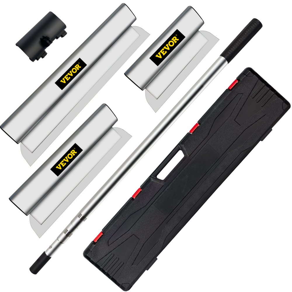 VEVOR Dekorspachtel Set 25 cm / 40 cm/ 60 cm Breitspachtel, 0,89 - 2 m Klingenlänge Trockenbau Flächenspachtel, 0,5 mm Klingenstärke Fassadenspachtel aus Edelstahl, ergonomischer Griff Gipserspachtel