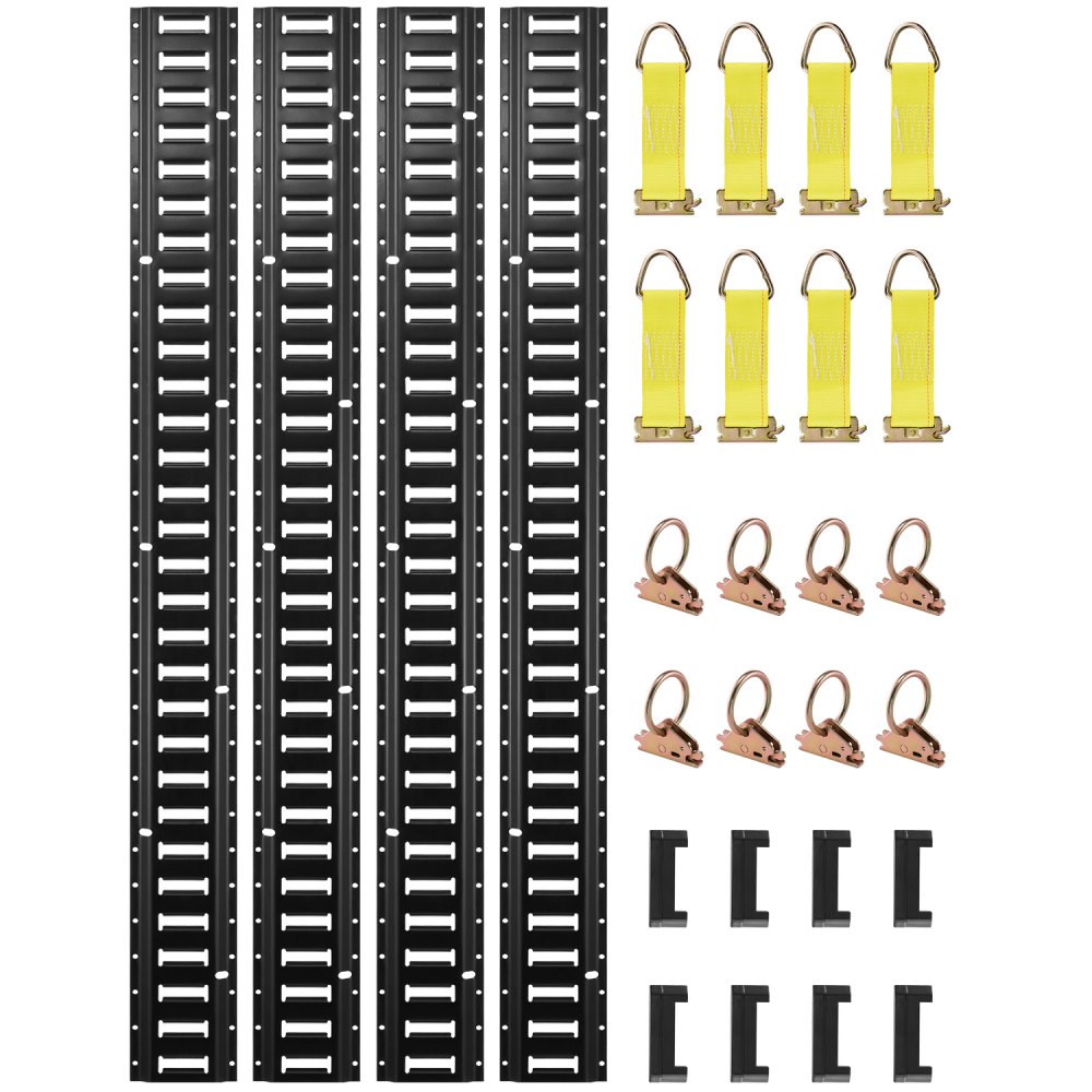 VEVOR Zurrschienen 30 Stk. Airlineschienen, Schwarz Transportschiene, 454 kg Max. Tragfähigkeit Ankerschiene, 1,52 m Schienenlänge Stäbchenzurrschiene zur Ladungssicherung für Anhänger und Wohnmobile