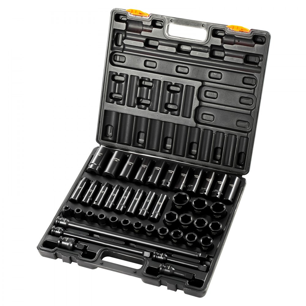 VEVOR Schlag-Steckschlüssel-Set 1.27cm, 43-teiliges Schlag-Steckschlüssel-Set, Standard-Steckschlüssel-Sortiment, 12,7 mm Steckschlüsselsatz, 6-Punkt-Steckschlüsselsätze, Metrisch 9–30mm
